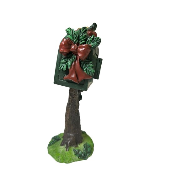 Tree Post Mail Box Vintage Christmas Decor 5.5 Inches Tall Ceramic Figurine - Picture 3 of 8